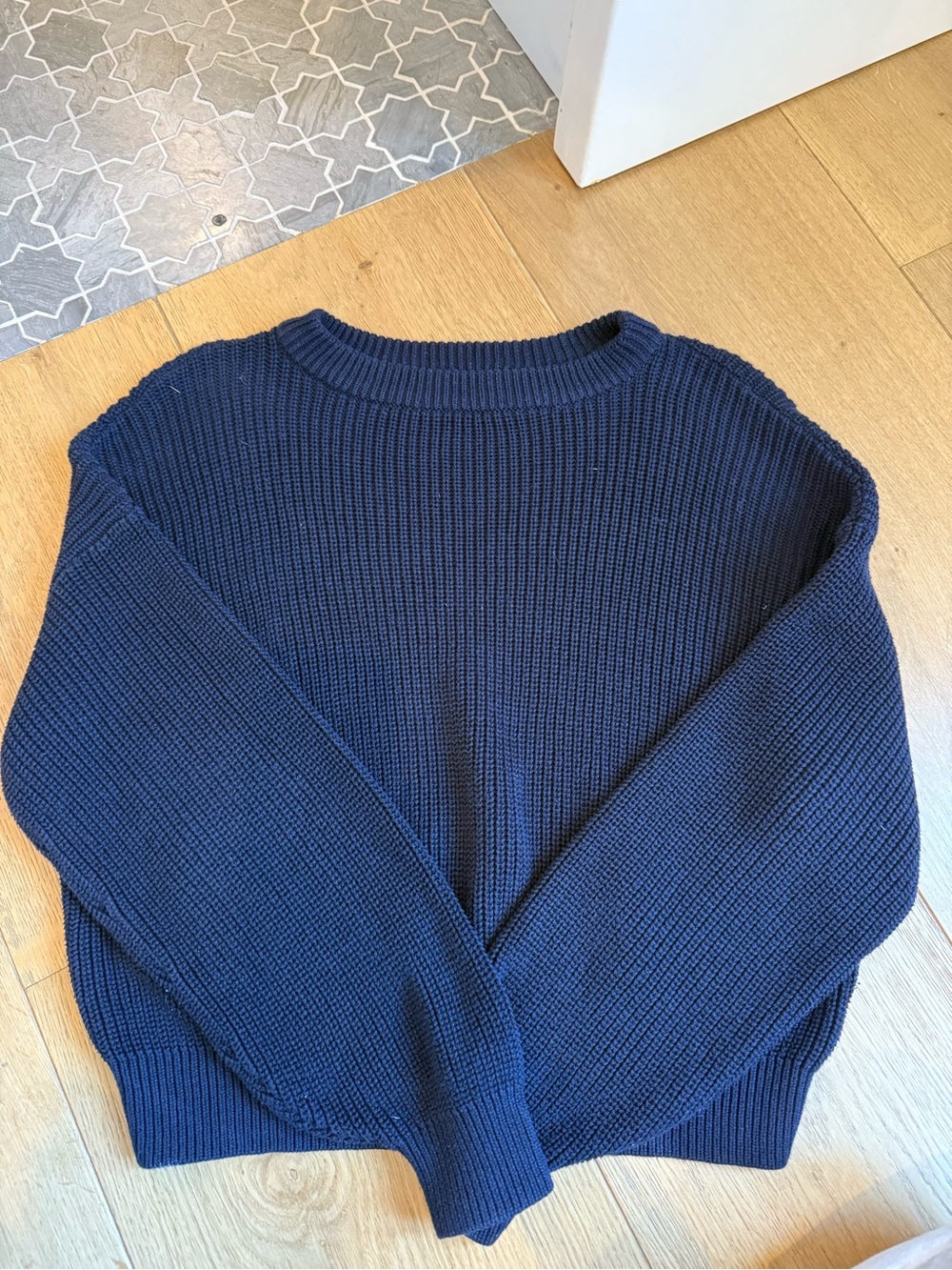 Brandy Melville Navy Ribbed Crewneck Sweater